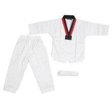 Kinder-Taekwondo-Anzug mit Gürtel, Polyester und Baumwolle, atmungsaktiv, weich, für Kinder, Sport-Karate-Anzug für Kampfsporttraining, Jun
