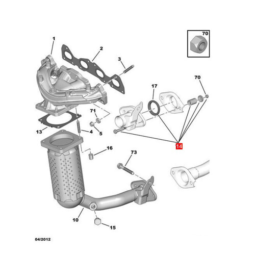 Kit de joints d'échappement en métal 179774 compatible Berlingo, C2 2
