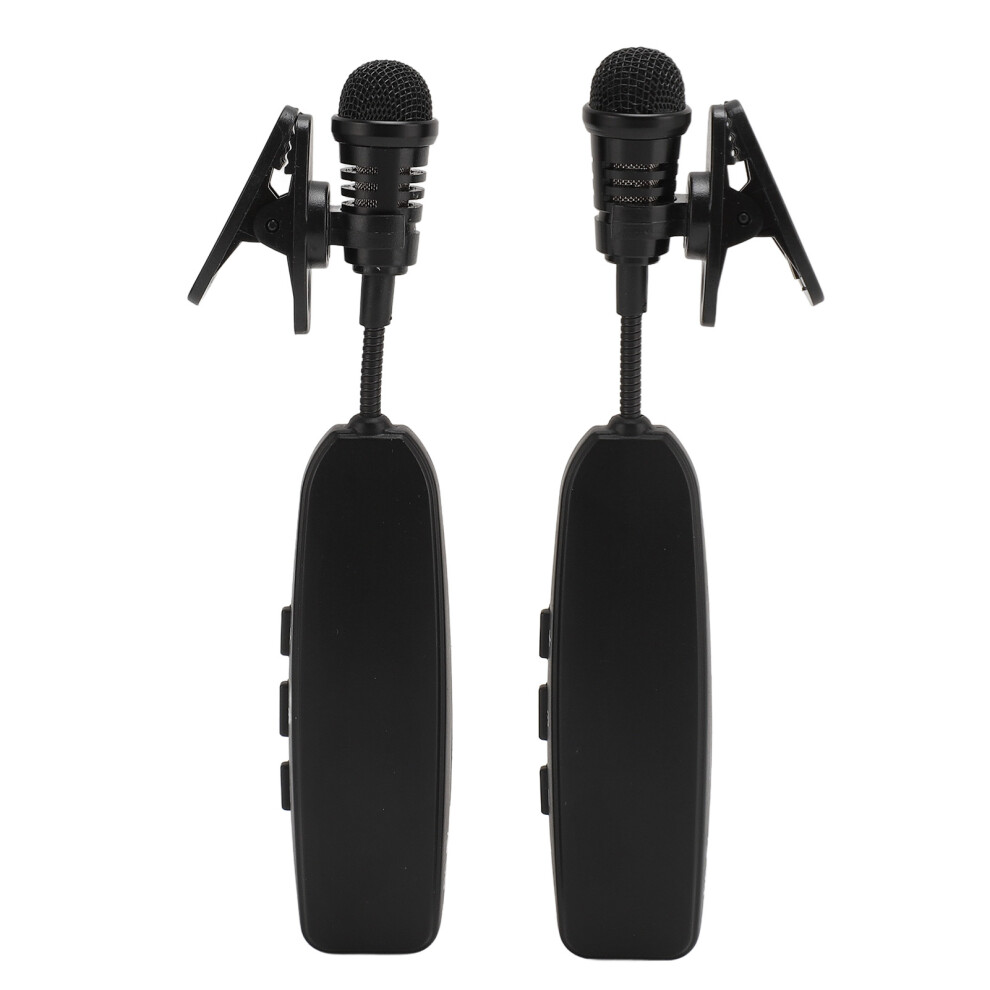 2Pcs Wireless Lavalier Mic 2.4G Noise Canceling Clip-On Microphones
