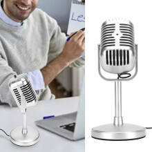 Retro Style Adjustable Wired Condenser Mic for Karaoke & Stage Fun