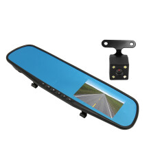 Rückfahrkamera Spiegel 4,3 Zoll 1080P Front- und Rückkamera G-Sensor Anti-Shake Intelligenter Rückspiegel für Fahren, Auto Parken