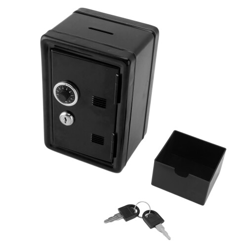 Tirelire verticale 12  10  18 cm noir 650 g serrure 2