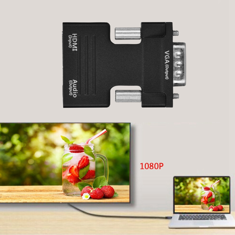 1080P Hdmi Female To Vga Male Converter With Audio, Compact Black 5071334873825