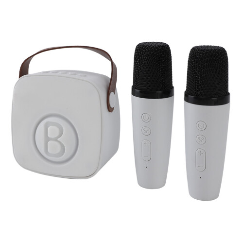 Haut-parleur karaoké compact blanc 1200mAh + 500mAh micro