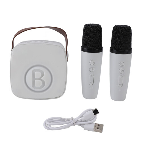 Haut-parleur karaoké compact blanc 1200mAh + 500mAh micro 1