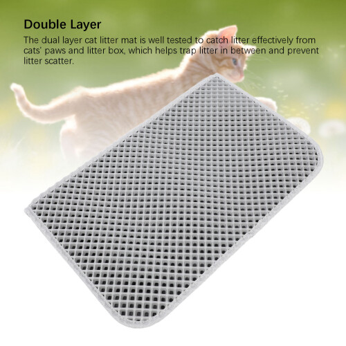Doppellagige Katzenstreu-Matte EVA+PU Grau 46x60 cm 2