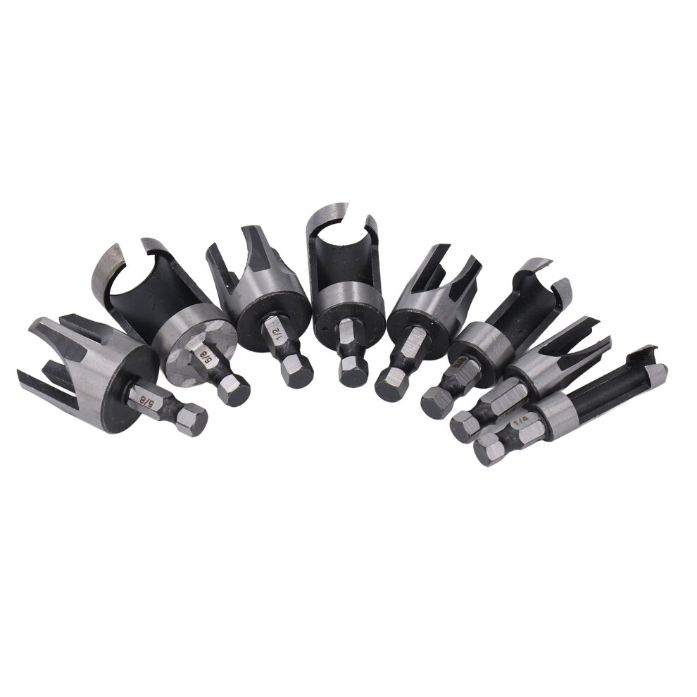 8Pcs Versatile Wood Plug & Cork Drill Bit Set Hex Shank Tapered & Claw 3331334883012