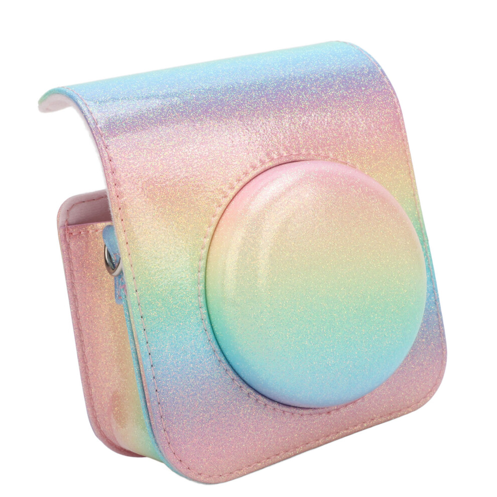 Rainproof Pu Leather Camera Case For Mini 12 Rainbow With Shoulder Strap 7891334884175