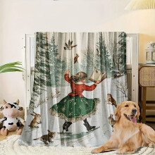 1 stuk Retro winter flanellen deken met speelgoed, 101,6x127,0 cm