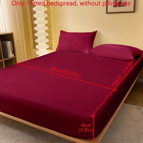 1pc White soft sheet with deep corners, single layer JC sheet - burgundy