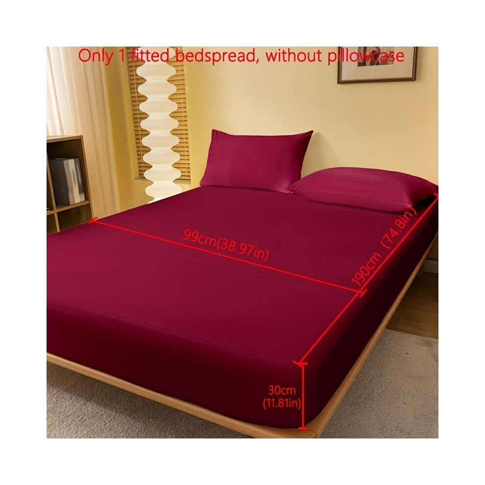 1pc White soft sheet with deep corners, single layer JC sheet - burgundy