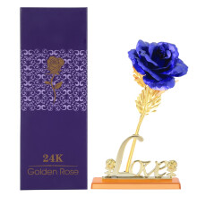 Charming Blue 24K Gold Foil Rose for Valentine's & Special Occasions