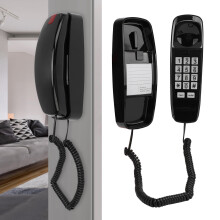 Téléphone filaire mural à grand bouton pour seniors noir