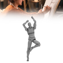PVC Articulated Male Action Figure Modeling Model, Gray, 12.6 inches