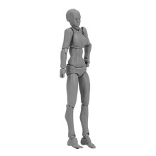 PVC Figure Model Movable Joint Pedestal Support for Drawing Art Gray Female