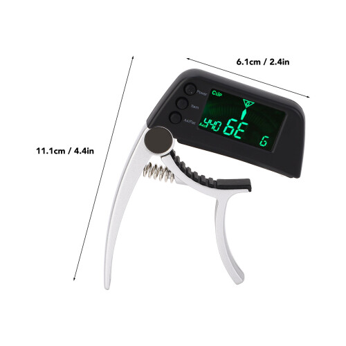 Capotasto e accordatore per chitarra 2-in-1 con display LCD 11,1x6,1 cm 1