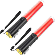 2 Pieces Led Signal Wand Traffic Flashlight, 11 Inch, Battery Powered,,, Wide Application