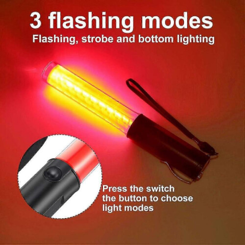 2 Pieces Led Signal Wand Traffic Flashlight, 11 Inch, Battery Powered,,, Wide Application 2