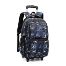 (2 wheels dark blue) School Bag With Wheels School Rolling Backpack Wheeled Bag Students Kids Trolley Bags For Boys Travel Luggage With Lunch Box Hk
