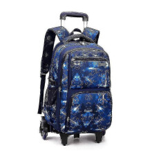 (6 wheels blue) School Bag With Wheels School Rolling Backpack Wheeled Bag Students Kids Trolley Bags For Boys Travel Luggage With Lunch Box Hk