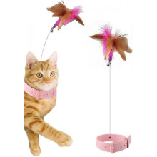 Cat Feather Collar Toys,interactive Cat Toy,funny Cat Stick with Bell & Feathers for Cat Play Exercise