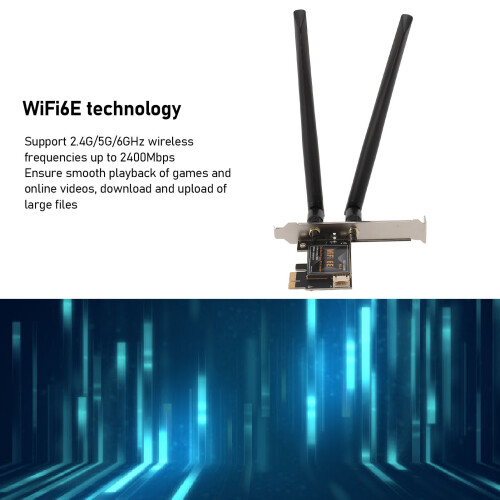 Carte PCIe x1 WiFi 6E, 8 dBi, double antenne 2