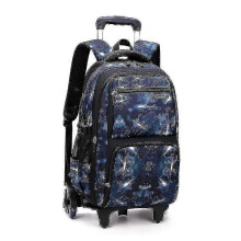(6 wheels dark blue) School Bag With Wheels School Rolling Backpack Wheeled Bag Students Kids Trolley Bags For Boys Travel Luggage With Lunch Box Hk