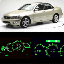 (Green) Led Light Instrument Kit For Lexus Is300 2001 - 2005, 12 Parts, Gauge Panel, Dashboard Bulb, Climate Control Lights, Clock - White