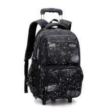 (2 wheels black) School Bag With Wheels School Rolling Backpack Wheeled Bag Students Kids Trolley Bags For Boys Travel Luggage With Lunch Box Hk
