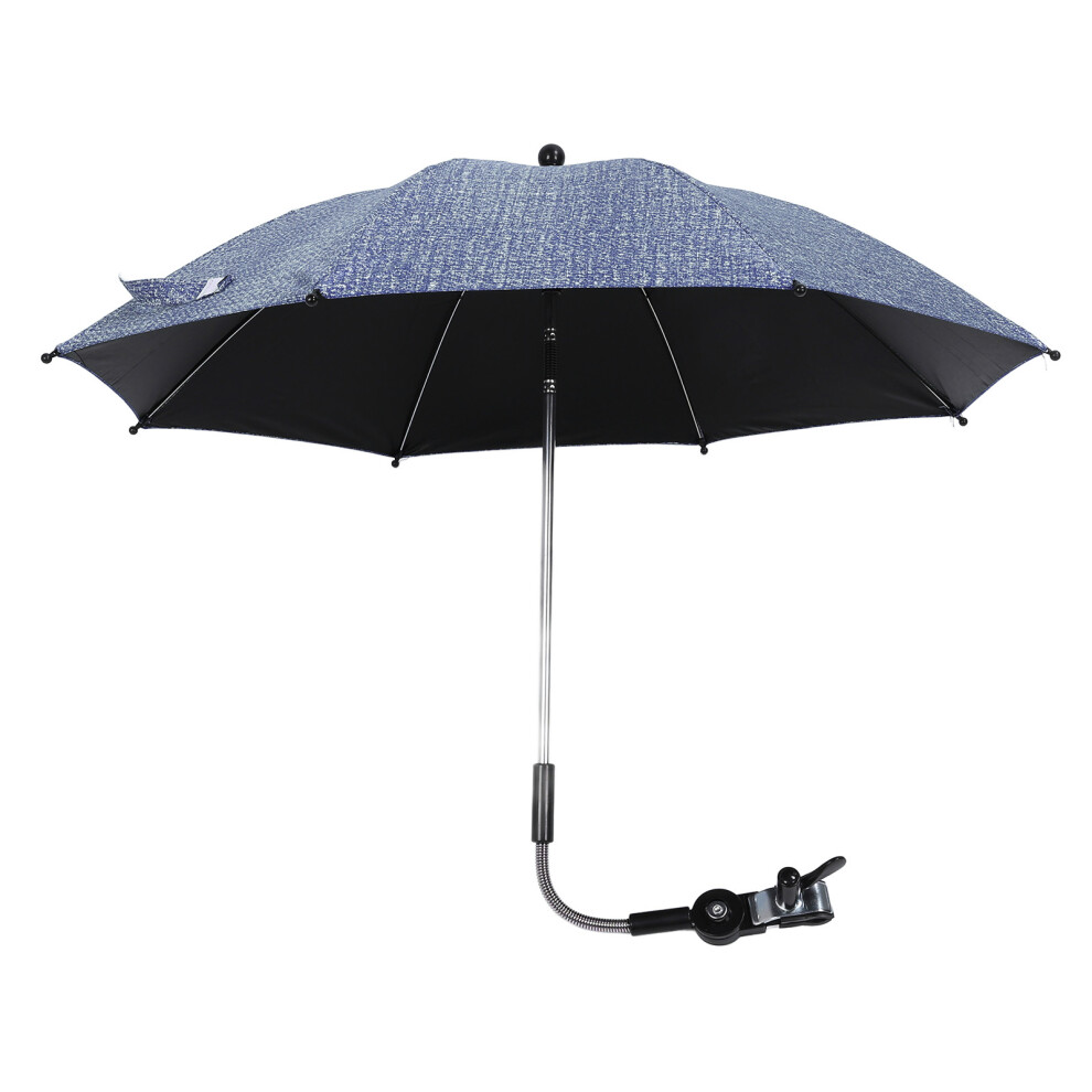 Baby Stroller Umbrella 75Cm Uv Sun Shade Waterproof Clip-On Blue