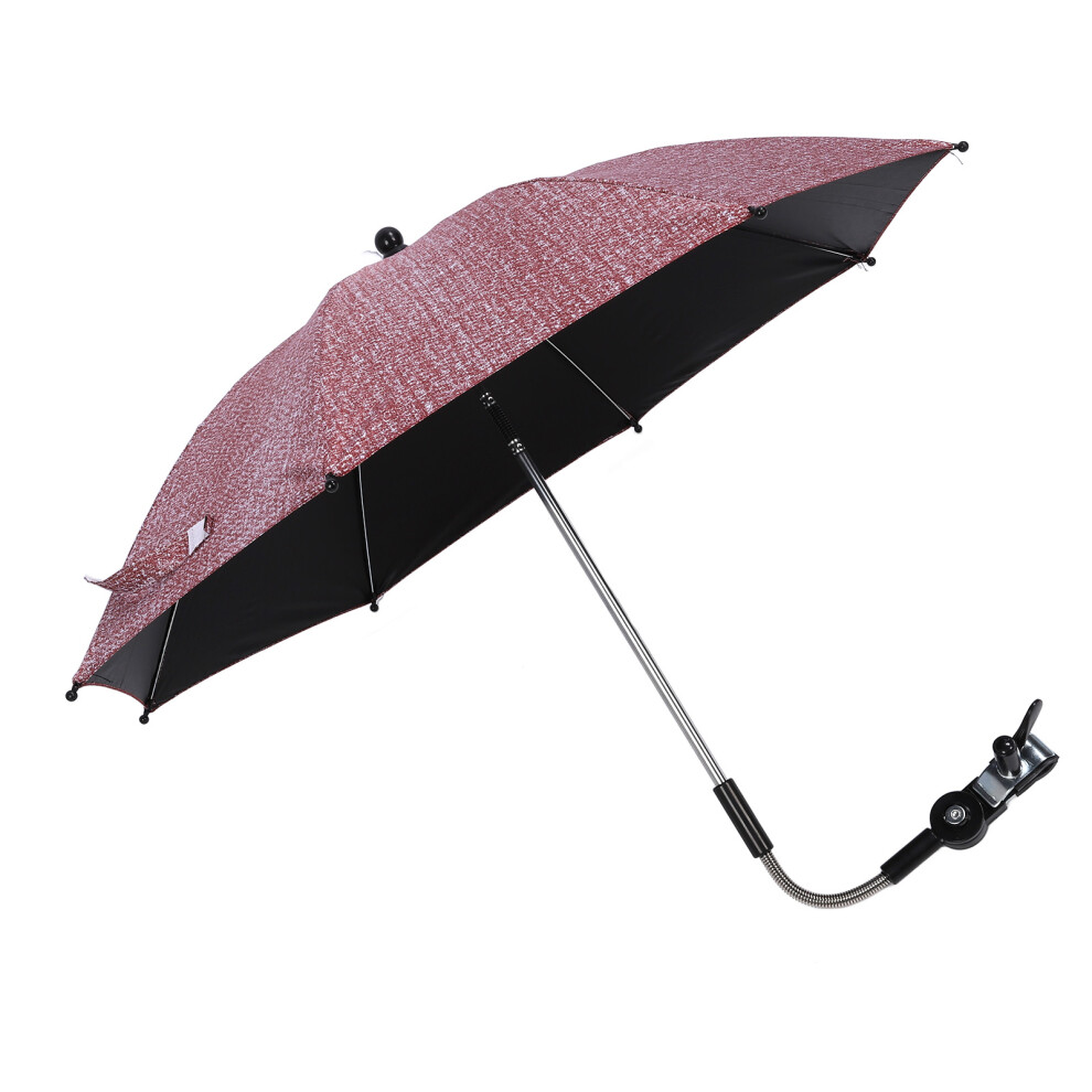Baby Stroller Umbrella 75Cm Uv Waterproof Clip-On Sunshade, Red