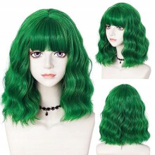 Vihreä peruukki poolipitkät aaltoilevat vihreät cosplay halloween W105