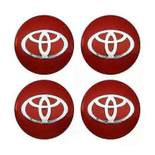 (56mm All Red) 4pcs 56mm Car Styling Wheel Center Hub Caps Badge Emblem Stickers Suitable For Toyota Corolla C-hr Rav4 Yaris Hilux Prius Avensis Camry