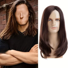 Miesten Lämpöä Kestävä Ruskea Suora Syntétiki Peruukki Cosplayhin.