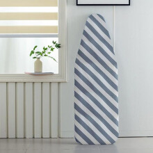 Gemakkelijk te installeren dikke katoenen strijkplankhoes, blauwe en witte diagonale strepen