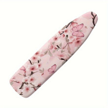 Floral ironing board cover with elastic edge, cherry blossom butterflies
