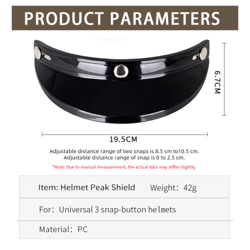 Helm Peak Shield 3 Schnappvisier PC 25105 cm Schwarz 2