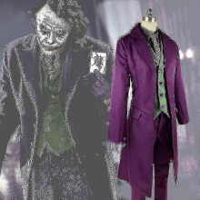 (XXL woman,only coat)High-quality Heath Ledger Cosplay Suit Halloween Mens Movie The Dark Knight Joker Costume Purple Jacket Full Sets