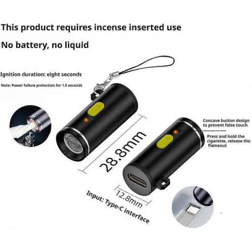 Type C Electric Lighter,Windproof Waterproof for Phone with USBC Port,No Flame Black 1