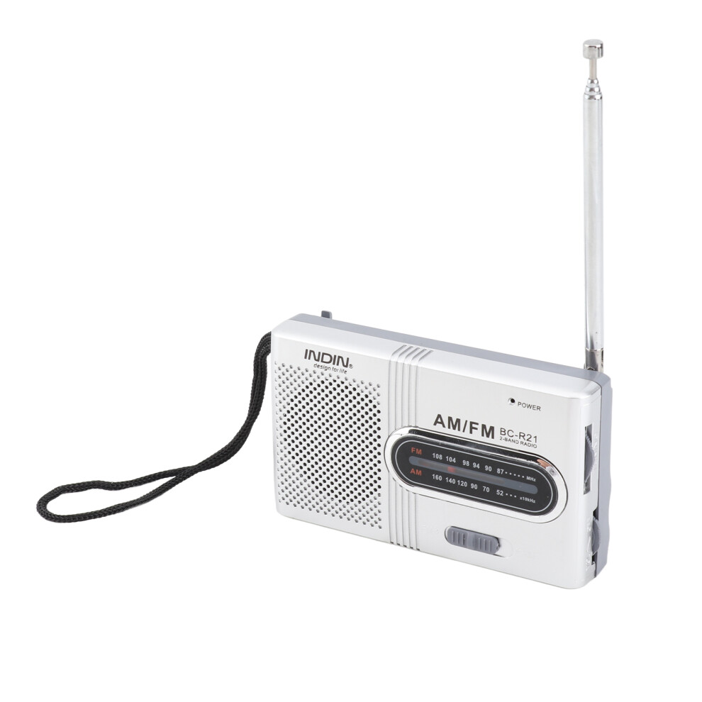 Portable Am/Fm Radio Receiver With Headphone Jack And Speaker Silver/Grey 7631334915376