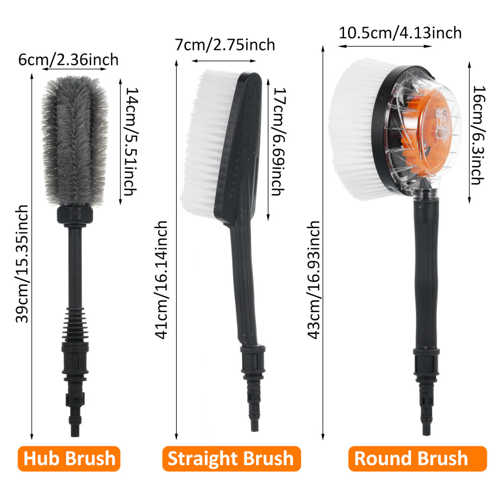Rotating Wash Brush Set for Pressure Washers, 3Pcs, 43x10.5x16cm