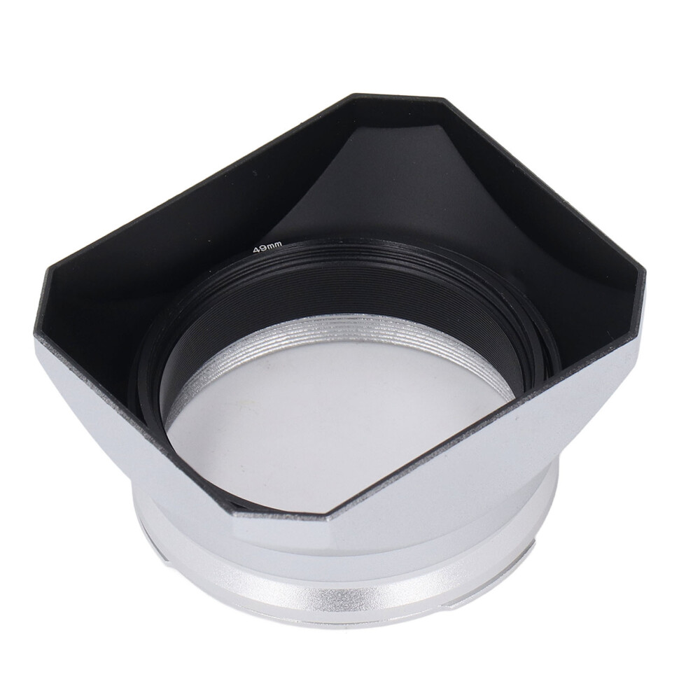 Square Retro Lens Hood Shade For Fujifilm X100, 49Mm, Silver 4641334915491