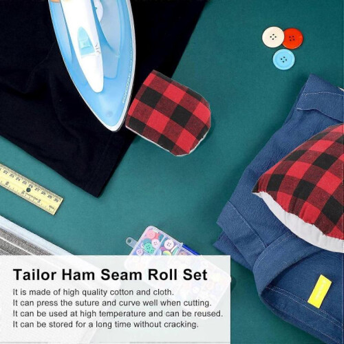 Tailors Ham Cotton, Cloth Tailor Ham Seam 2Pcs Roll Set Pressing Tool 1