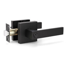 Matte Black Privacy Bathroom Lever Lock Set for Interior Door 2.07 lb