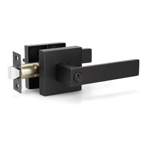 Matte Black Privacy Bathroom Lever Lock Set for Interior Door 2.07 lb