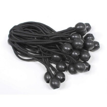 8Inch Ball Bungee Cord, Cord is 16inches and Stretched 1inch Plastic Ball, 50Piece, Black, BALL50