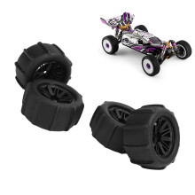 4 pezzi di pneumatici RC in gomma nera 76x40 mm WLtoys 144001