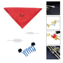 Trumpet Cleaning Kit Set with 3 Brushes & Cloth, 80cm Extension