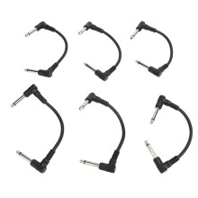 6 piezas de cable de guitarra de 15 cm con ángulo recto de 1/4 de pulgada, negro