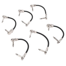 6x Gitarren-Patchkabel 15 cm 1/4 Zoll 90-Winkel Silber